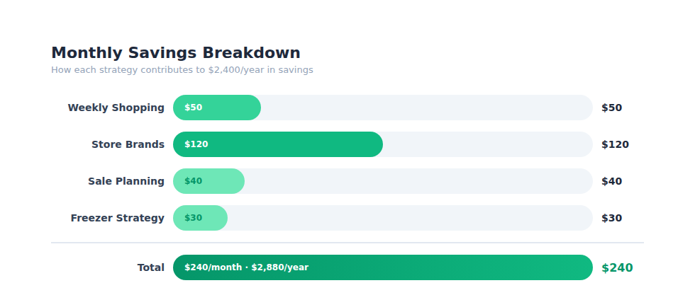 Monthly savings breakdown chart