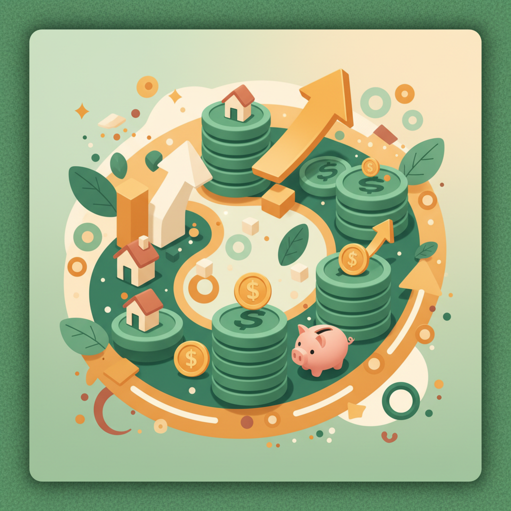 Tips for saving money fast illustrated with envelopes and coins